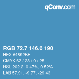 カラーコード: RGB 72.7 146.6 190 | qconv.com
