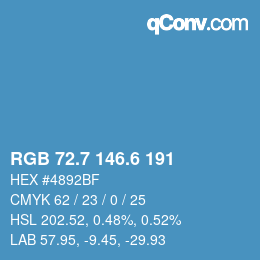 カラーコード: RGB 72.7 146.6 191 | qconv.com