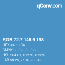 カラーコード: RGB 72.7 146.6 198 | qconv.com