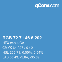 カラーコード: RGB 72.7 146.6 202 | qconv.com