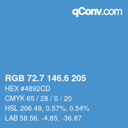 カラーコード: RGB 72.7 146.6 205 | qconv.com