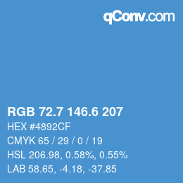 カラーコード: RGB 72.7 146.6 207 | qconv.com