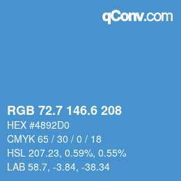 カラーコード: RGB 72.7 146.6 208 | qconv.com