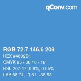カラーコード: RGB 72.7 146.6 209 | qconv.com