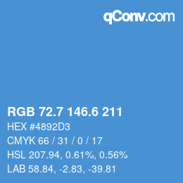 カラーコード: RGB 72.7 146.6 211 | qconv.com