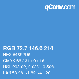 カラーコード: RGB 72.7 146.6 214 | qconv.com