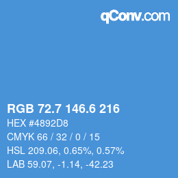 カラーコード: RGB 72.7 146.6 216 | qconv.com