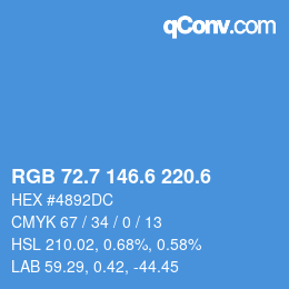 カラーコード: RGB 72.7 146.6 220.6 | qconv.com