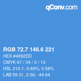 カラーコード: RGB 72.7 146.6 221 | qconv.com