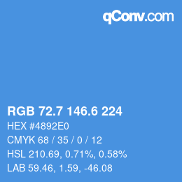 カラーコード: RGB 72.7 146.6 224 | qconv.com