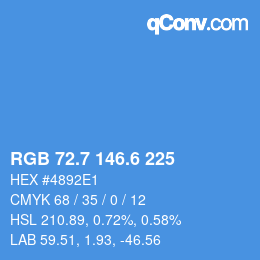 カラーコード: RGB 72.7 146.6 225 | qconv.com