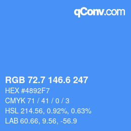 カラーコード: RGB 72.7 146.6 247 | qconv.com