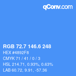 カラーコード: RGB 72.7 146.6 248 | qconv.com