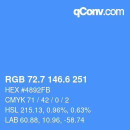 カラーコード: RGB 72.7 146.6 251 | qconv.com