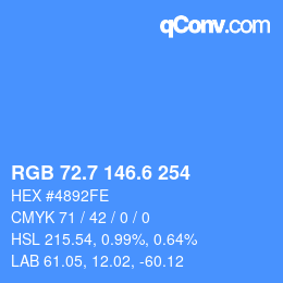 カラーコード: RGB 72.7 146.6 254 | qconv.com