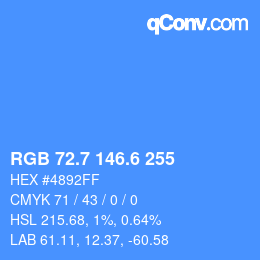 カラーコード: RGB 72.7 146.6 255 | qconv.com