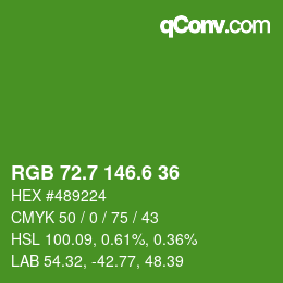カラーコード: RGB 72.7 146.6 36 | qconv.com