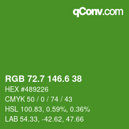 カラーコード: RGB 72.7 146.6 38 | qconv.com