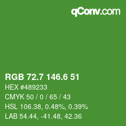 カラーコード: RGB 72.7 146.6 51 | qconv.com