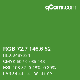 カラーコード: RGB 72.7 146.6 52 | qconv.com