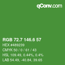 カラーコード: RGB 72.7 146.6 57 | qconv.com