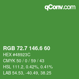 カラーコード: RGB 72.7 146.6 60 | qconv.com