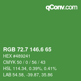 カラーコード: RGB 72.7 146.6 65 | qconv.com