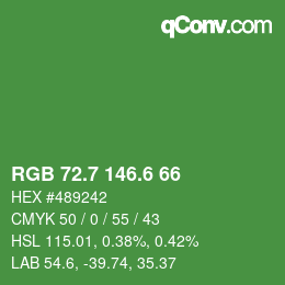 カラーコード: RGB 72.7 146.6 66 | qconv.com