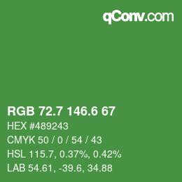 カラーコード: RGB 72.7 146.6 67 | qconv.com