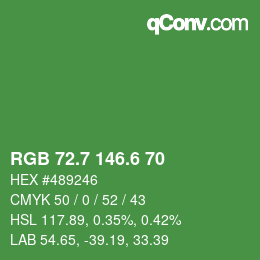 カラーコード: RGB 72.7 146.6 70 | qconv.com