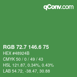 カラーコード: RGB 72.7 146.6 75 | qconv.com
