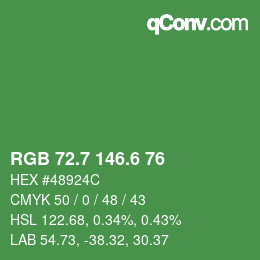 カラーコード: RGB 72.7 146.6 76 | qconv.com
