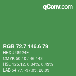 カラーコード: RGB 72.7 146.6 79 | qconv.com