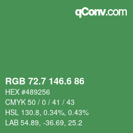 カラーコード: RGB 72.7 146.6 86 | qconv.com