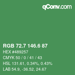 カラーコード: RGB 72.7 146.6 87 | qconv.com