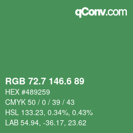カラーコード: RGB 72.7 146.6 89 | qconv.com