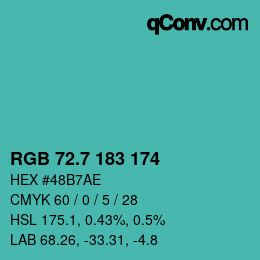 カラーコード: RGB 72.7 183 174 | qconv.com