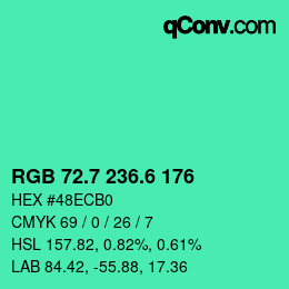 カラーコード: RGB 72.7 236.6 176 | qconv.com