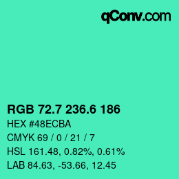 颜色代码: RGB 72.7 236.6 186 | qconv.com