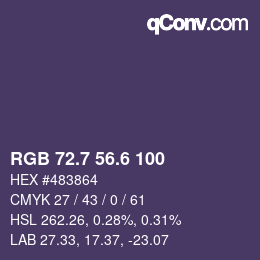 カラーコード: RGB 72.7 56.6 100 | qconv.com