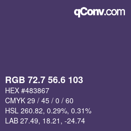 カラーコード: RGB 72.7 56.6 103 | qconv.com