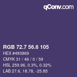 カラーコード: RGB 72.7 56.6 105 | qconv.com