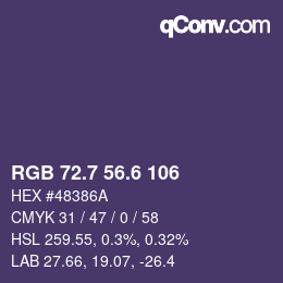 カラーコード: RGB 72.7 56.6 106 | qconv.com