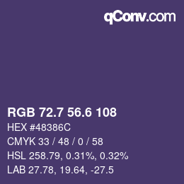 カラーコード: RGB 72.7 56.6 108 | qconv.com