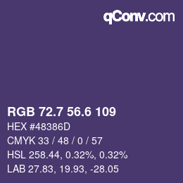 カラーコード: RGB 72.7 56.6 109 | qconv.com