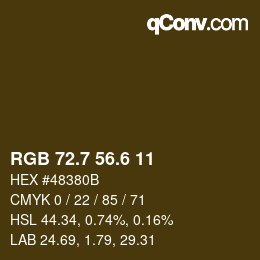カラーコード: RGB 72.7 56.6 11 | qconv.com