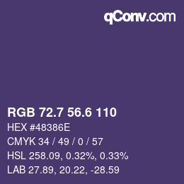 カラーコード: RGB 72.7 56.6 110 | qconv.com