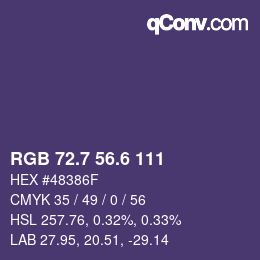 カラーコード: RGB 72.7 56.6 111 | qconv.com