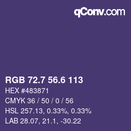 カラーコード: RGB 72.7 56.6 113 | qconv.com