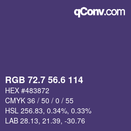 カラーコード: RGB 72.7 56.6 114 | qconv.com